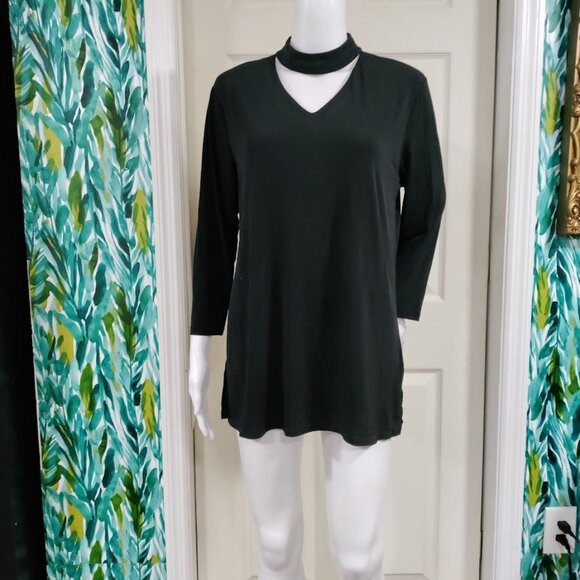 Ellen Tracy V-Neck Tunic with3/4 Sleeves Choker Accent L - Picture 13 of 14